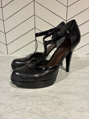 Nine West Black T-Strap High Heel Pumps